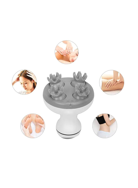 Electric Head & Scalp Massager For Stress Relaxation, White