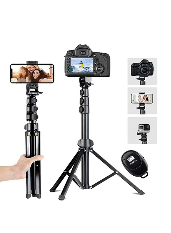 

Gennext Heavy Duty Aluminium Universal Phone Clip Selfie Stick & Eocean 142cm Extendable Tripod Stand with Bluetooth Remote for iPhone/Android Phone/S