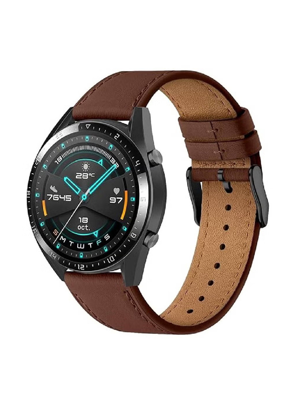 Gennext Replacement Genuine Leather Sport Strap for Huawei Watch GT2 Pro/Huawei GT4 46mm/watch 4 Pro/watch 4/watch Ultimate/Huawei GT3 46mm/Watch 3/Watch 3 Pro/GT3 Pro, Brown