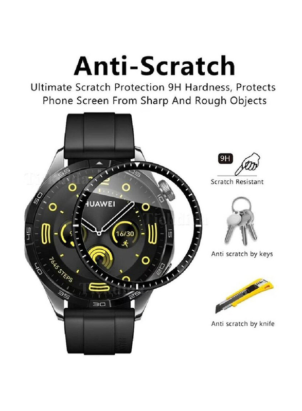 Zoomee Protective Anti-Scratch Bubble-Free and Dust-Free Premium Tempered Glass Screen Protector for Huawei Watch GT 4 46mm, Clear/Black