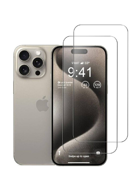 

Zoomee Apple iPhone 15 Pro Max 6.7-inch 2023 Premium HD Bubble Free Easy Installation 9H Tempered Glass Screen Protector, 2 Pieces, Clear