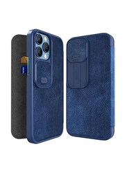 Nillkin Apple iPhone 13 Pro Max Qin Pro Leather Wallet With Card Holder And Slide Camera Protection Mobile Phone Back Case Cover, Blue