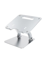 Promate Aluminium Laptop Stand Portable Ergonomic Multi-Level Ventilated Notebook Stand with Non-Skid Silicon Grip and Adjustable Multi-Angle Design for Laptops, Silver