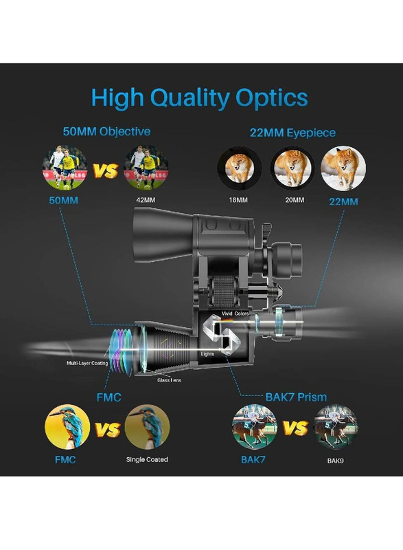 Gennext High Performance 10-30x50 Military Zoom Binoculars with Low Light Night Vision, Waterproof, BAK7 Prismatic/FMC Lens, Black