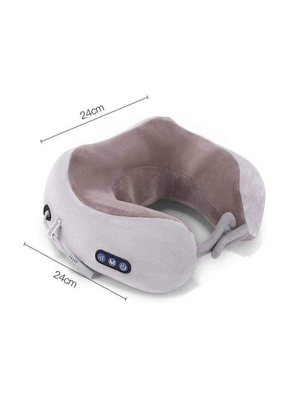 Gennext Electric Travel Neck Kneading Massage Pillow with U-Shaped Memory Foam, Brown