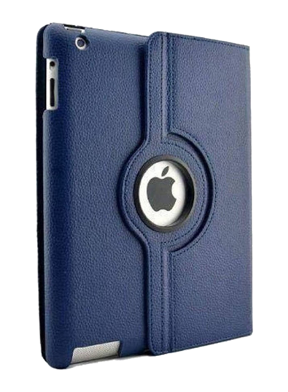 Gennext Apple iPad Air 2nd/3rd/4th Generation Slim Lightweight 360 Degree Rotating Stand Folio Leather Smart Tablet Case Cover, Navy Blue