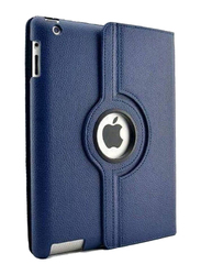 Gennext Apple iPad Air 2nd/3rd/4th Generation Slim Lightweight 360 Degree Rotating Stand Folio Leather Smart Tablet Case Cover, Navy Blue