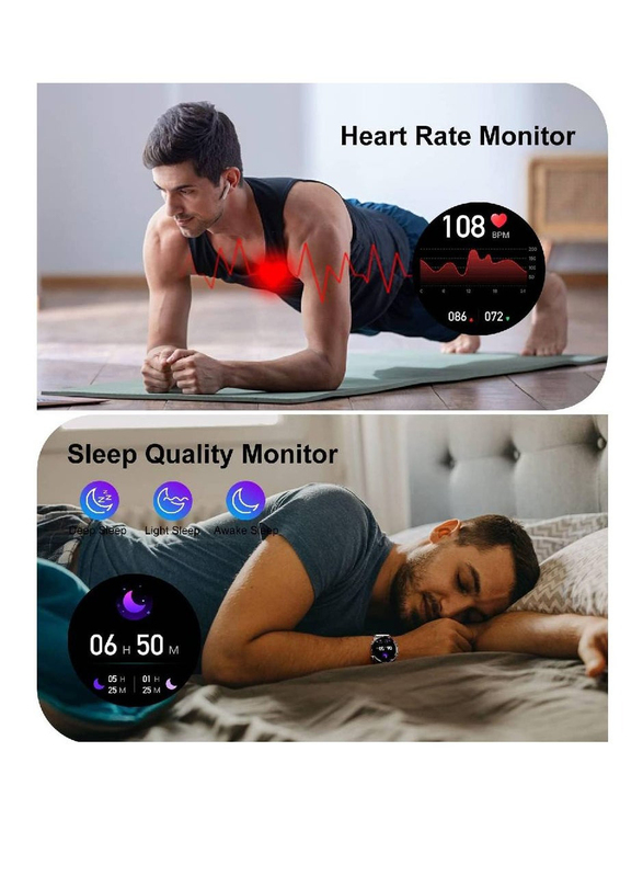 Fitness Activity with Heart Rate Blood Pressure Sleep Monitor with Bluetooth Call and IP67 Waterproof Smartwatch, Silver