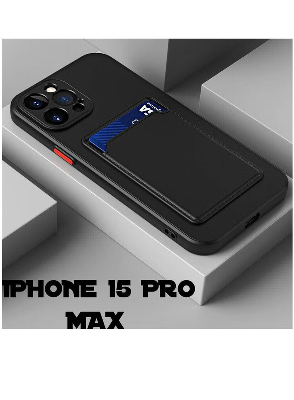 Apple iPhone 15 Pro Max 6.7 Inch Protective Shockproof Card Slot Camera Protection Mobile Phone Case Cover, Black