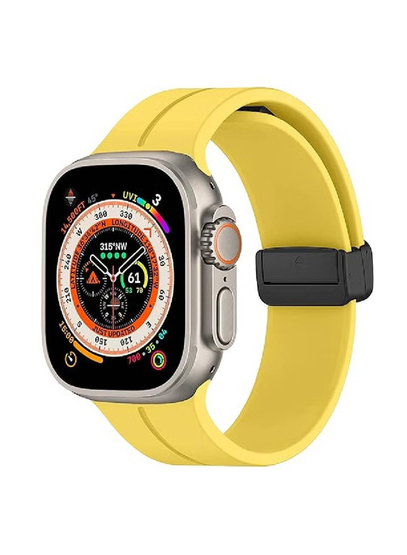 Replacement Soft Sport Wristband Magnetic Clasp for Apple Watch Series Ultra 2/9/8 Ultra/8/7/6/5/4/3/SE 45mm 44mm 42mm, Yellow