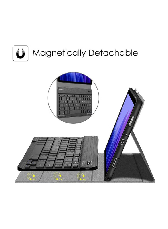 Detachable Wireless Bluetooth Keyboard, Slim Lightweight Stand Case Cover with Magnetically Keyboard Case for Samsung Galaxy Tab A7 10.4 Inch 2022/2020 Model (SM-T500/T503/T505/T507/T509), Black