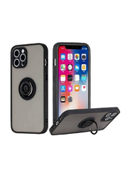 Gennext Apple iPhone 13 Pro Max Metal Ring Holder Grip Kickstand Car Magnetic Mount Shockproof Matte Hard Back Mobile Phone Case Cover, Black