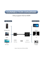 Onten 1080P VGA to HDMI Desktop Laptop PC Monitor Projector HDTV with Audio Cable & USB Cable, Black