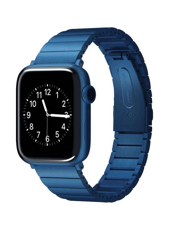 

Gennext Replacement Stainless Steel Metal Strap with Folding Clasp for Apple Watch Series 8/7/6/5/4/3/2/1 SE 45mm 44mm 42mm Ultra Watch 49mm, Blue