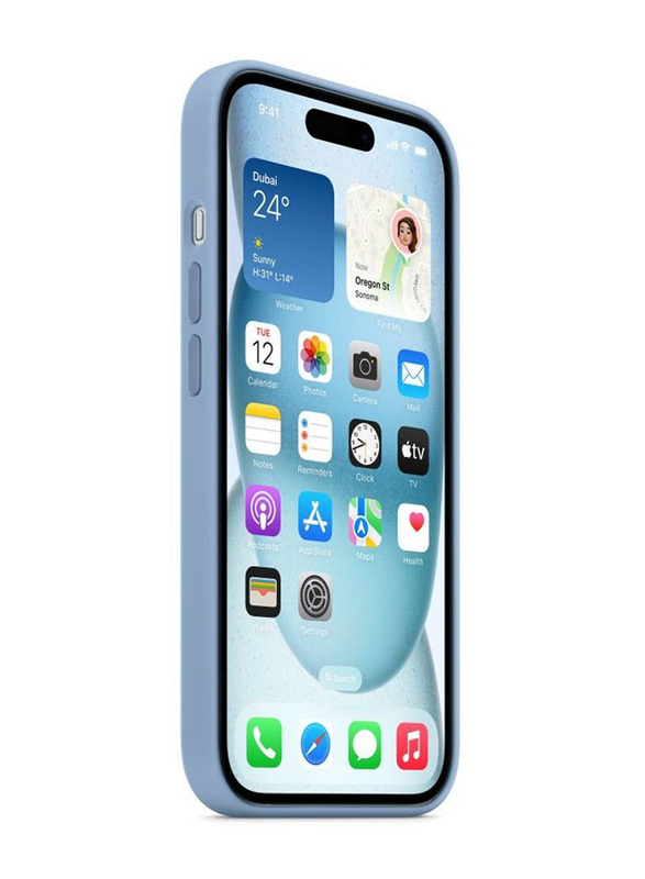 Gennext Apple iPhone 15 Silicone Mobile Phone Case Cover, Light Blue