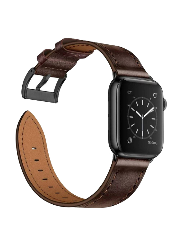 Gennext Replacement Genuine Leather Band for Apple Watch Series 8/7/6/5/4/3/2/1/SE/Ultra 49mm/45mm/44mm/42mm, Brown