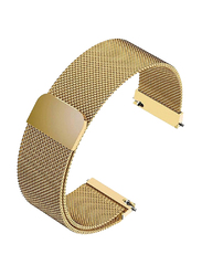 Adjustable Stainless Steel Mesh Replacement Women Watch Strap for Watches 22mm, Gold