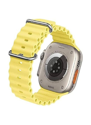 Gennext Replacement Silicone Hole Wavy Strap for Apple Watch Ultra/Watch Ultra 2 49mm, Yellow