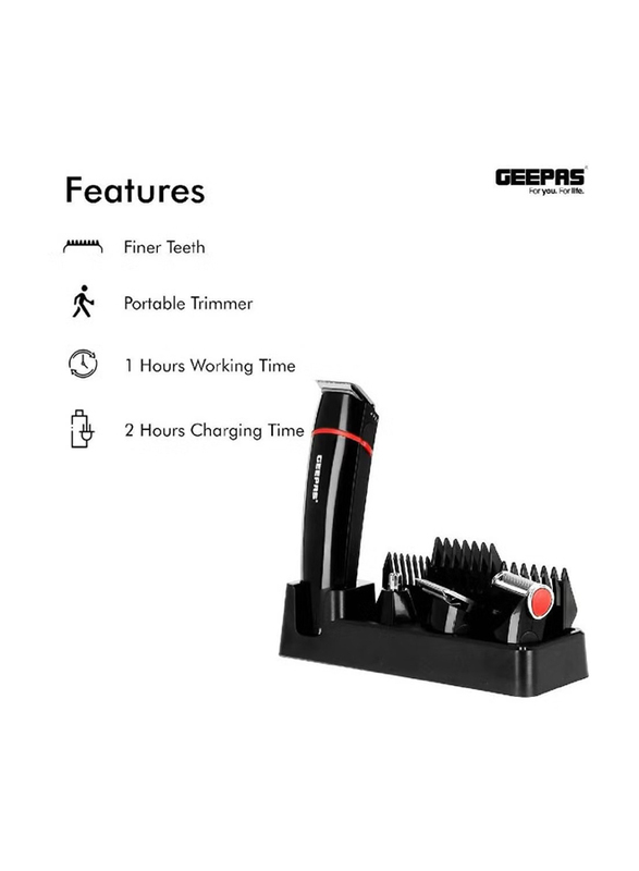 Geepas Rechargeable Trimmer for Men, GTR8128N, Black