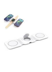 Gennext Foldable Compact 3-in-1 Wireless Charger Pad for Apple iPhone, White