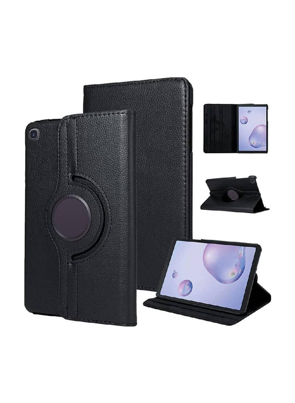 Gennext Samsung Galaxy Tab A7 Lite 360° Rotating Multi-Angle Stand PU Leather Flip Folio Case Cover, Black