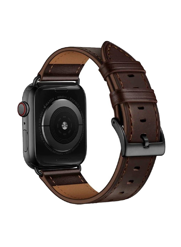 Gennext Replacement Genuine Leather Band for Apple Watch Series 8/7/6/5/4/3/2/1/SE/Ultra 49mm/45mm/44mm/42mm, Brown