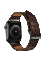 Gennext Replacement Genuine Leather Band for Apple Watch Series 8/7/6/5/4/3/2/1/SE/Ultra 49mm/45mm/44mm/42mm, Brown