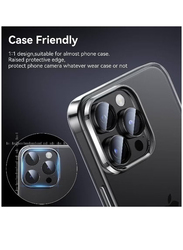 9H Metal Ring Shatterproof Tempered Glass Camera Lens Protector for Apple iPhone 15 Pro 6.1 Inch 2023, Black