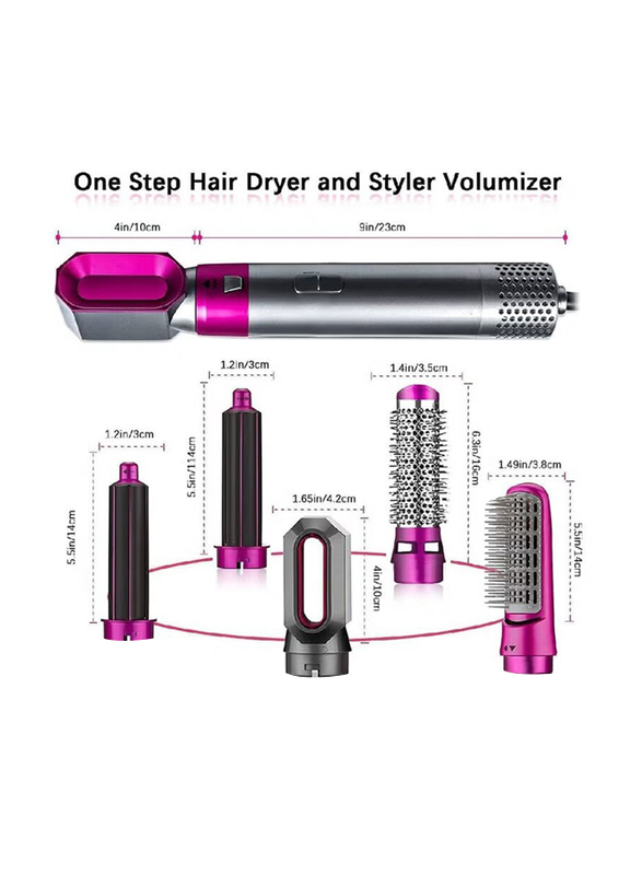 Gennext 5-In1 Hot Air Styler Hair Dryer, Grey/Pink