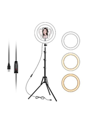 Gennext 10-inch Beauty Ring Light with Tripod Stand & Phone Holder for YouTube/Tiktok & Photography, Black