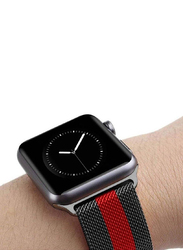 Gennext Dado Milanese Stainless Steel Mesh Type Loop Strap with Add on Screen Protector for Apple Watch 42mm, Black/Red