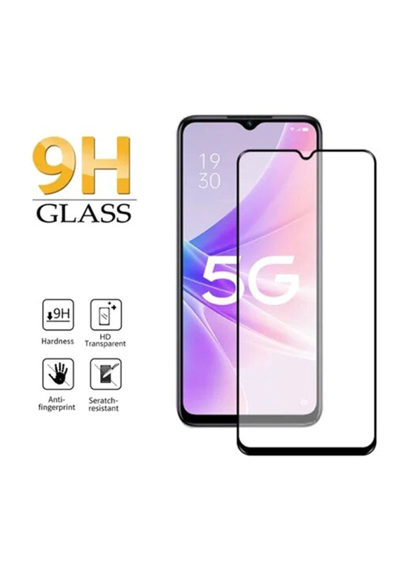 OPPO A97 Full Coverage Tempered Glass Screen Protector, Black/Clear