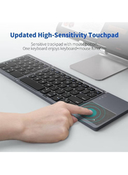 Foldable Bluetooth Rechargeable Portable Wireless Keyboard with Touchpad for iPhone 12 Pro Max, Tablet, iPad, SmartPhone, Black