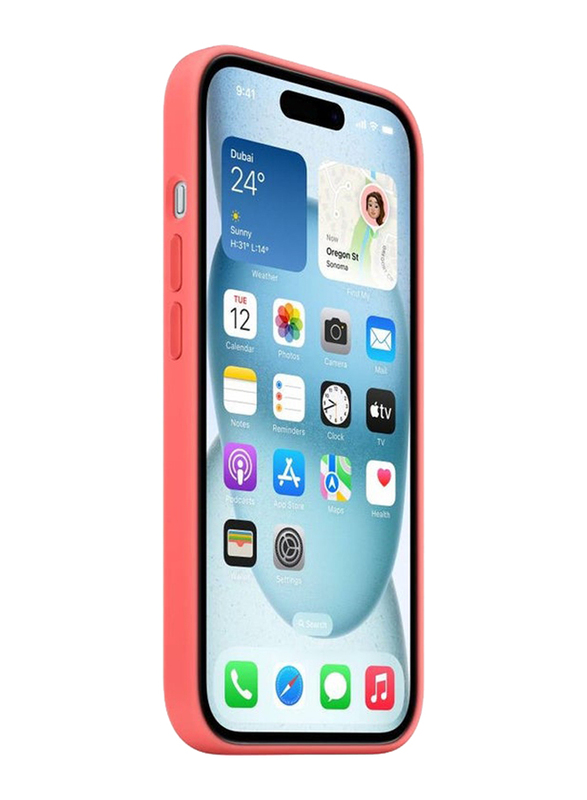 Gennext Apple iPhone 15 Slim Liquid Silicone Anti-Scratch Microfiber Mobile Phone Back Case Cover, Red