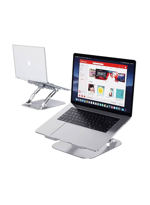 Gennext Laptop Stand with Cooling Fan Laptop Cooling Pad Adjustable Height Laptop Riser, Silver