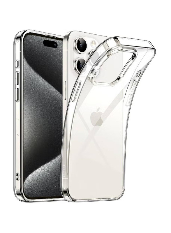 Apple iPhone 15 Pro Max Protective Soft TPU Transparent Slim Shock-Absorption Anti-Scratch Mobile Phone Case Cover, Clear