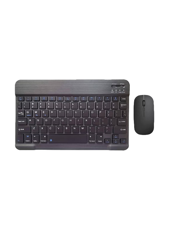 Gennext English and Arabic Bluetooth Wireless Keyboard and Mouse Combo Ultra Slim Portable Set for Apple iOS Android Windows Tablet Phone iPhone iPad Pro Air Mini, Black