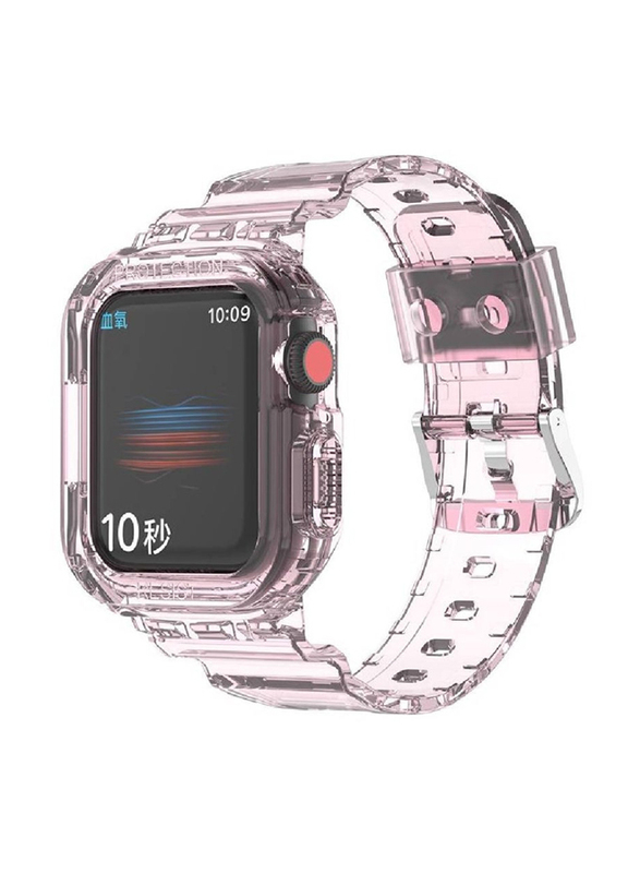 Replacement Crystal Clear Soft Sports Wristband Strap for Apple Watch Ultra 49mm/Ultra Watch 2, Pink