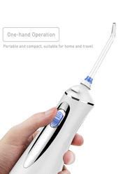 Waterpulse V400 USB Rechargeable Portable Dental Cordless Water Flosser, White/Blue, 240ml