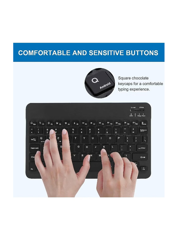 Gennext Rechargeable Bluetooth Keyboard and Mouse Combo Ultra-Slim Portable Compact Wireless English Mouse Keyboard Set for Android Windows Tablet Cell Phone Apple iPhone iPad Pro Air Mini, Black