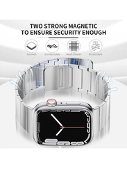 Gennext Stainless Steel Magnetic Replacement Band for Apple Watch 42/44/45/49mm, Silver