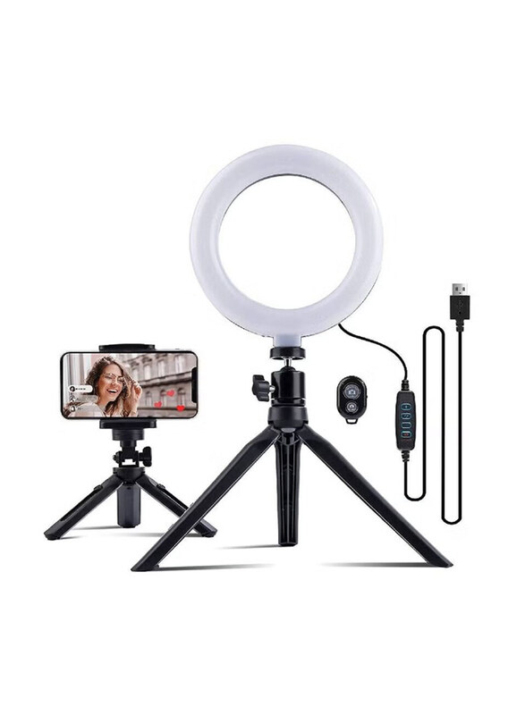 

Gennext Dimmable 3 Light Modes & 11 Brightness LED Selfie Ring Light with Tripod Stand & Phone Holder and Bluetooth Remote for YouTube/Live Streaming/
