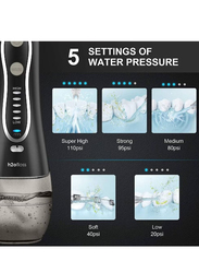 Waterloos 300ml 5 Modes USB Rechargeable Waterproof Water Flosser Oral Irrigator for Teeth Braces, Black