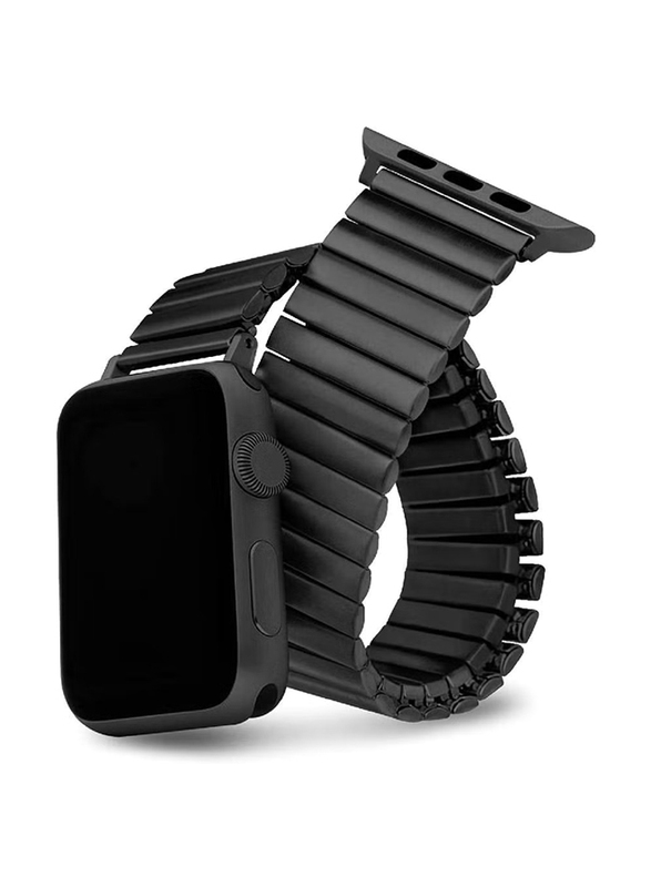 Gennext Replacement Stainless Steel Stretchable Bracelet Strap for Apple Watch Series 8/7/6/5/4/3/2/1 SE 45mm/44mm/42mm/Ultra Watch 49mm, Black