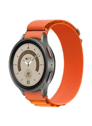 Gennext Nylon Loop Sport Strap with Metal G Hook Replacement Wristband for Samsung Galaxy Watch 4/4 Classic/5/5 Pro/6 & 6 Classic, Orange