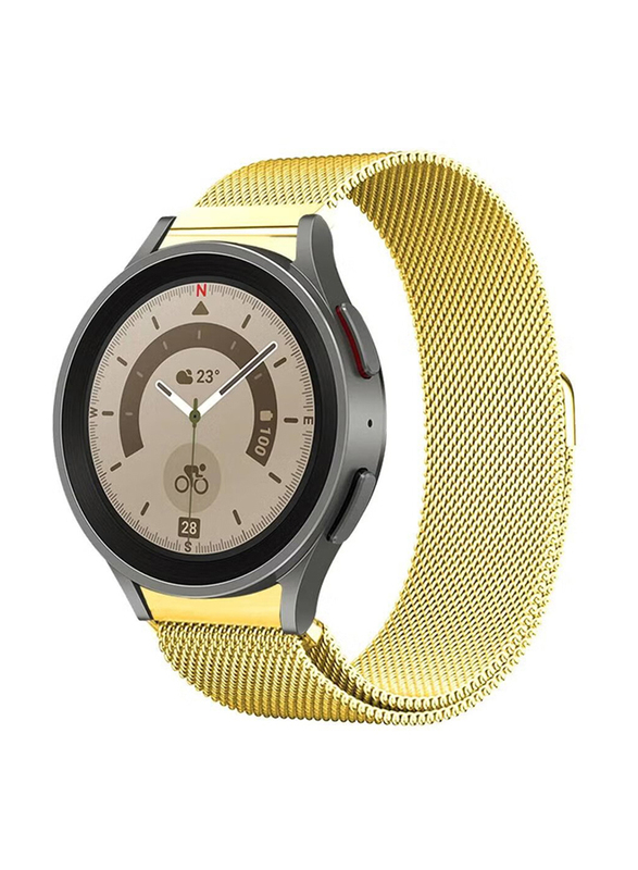 Gennext Adjustable Stainless Steel Milanese Mesh Replacement Watch Strap Samsung Galaxy Watch 4/4 Classic/5/5 Pro/6/6 Classic, Gold