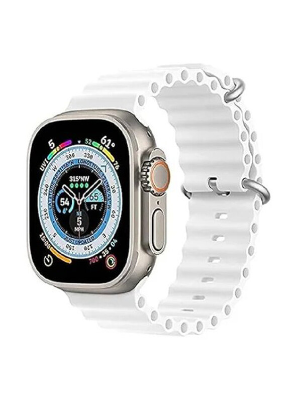 

Gennext Replacement Silicone Hole Wavy Strap for Apple Watch Ultra & Ultra 2 49mm, White