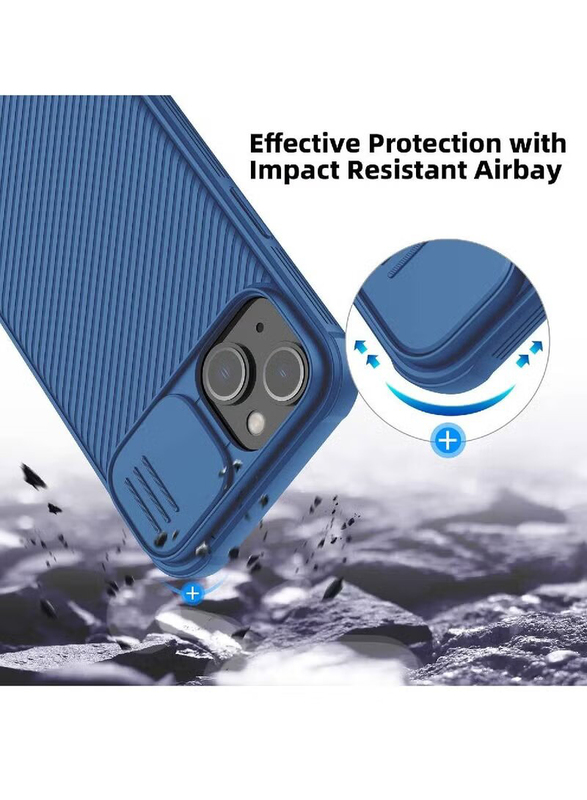 Nillkin Apple iPhone 14 CamShield Silky Liquid Silicone Protection Mobile Phone Case Cover, Blue