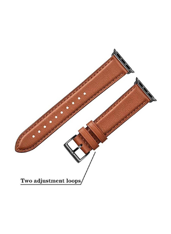 Gennext Replacement Genuine Leather Strap for Apple iWatch Series 8/7/6/5/4/3/2/1/SE/Ultra 49mm/42mm/44mm/45mm, Brown