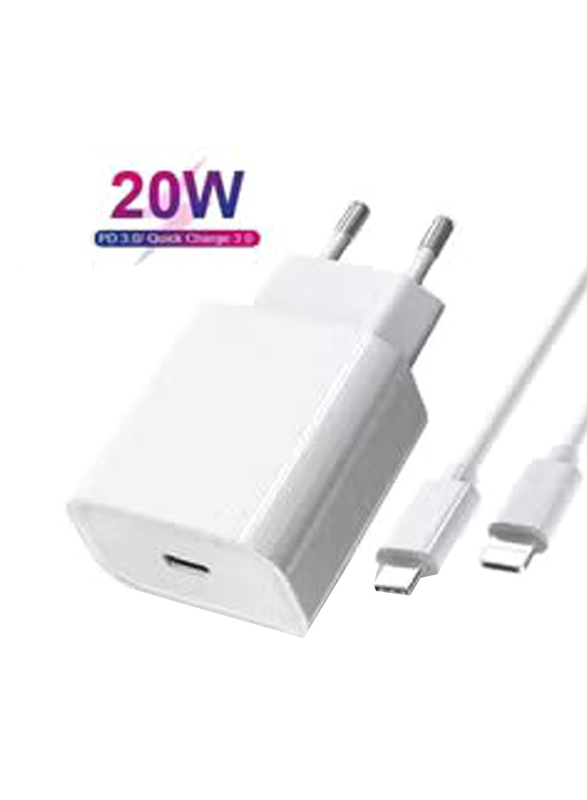 Gennext PD Adapter USB-C Fast Charger for Magsafe Apple iPhone 12, White